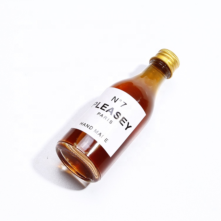 Mocale China Cheap Price 50ml Glass Bitter Bottle Mini Spirits Bottle With Gold Cap