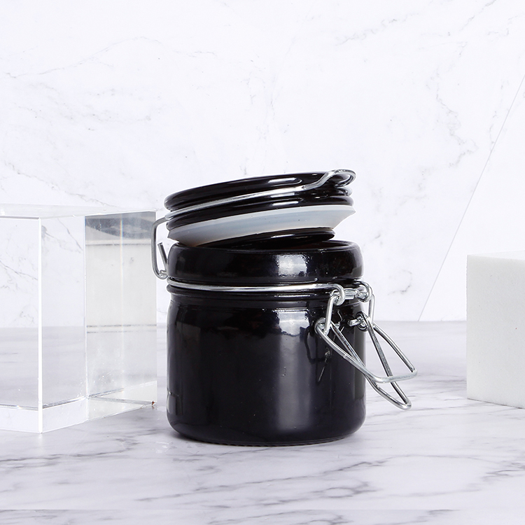 Mocale Light Proof 50 g Glass Jar UV Protection Opaque Airtight Black Glass Herb Storage Jar with Swing Top