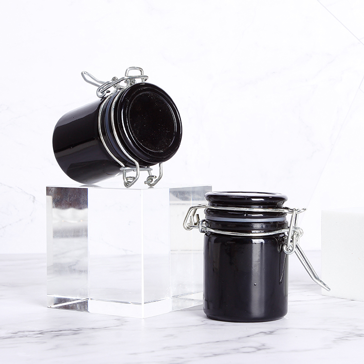 Mocale Light Proof 50 g Glass Jar UV Protection Opaque Airtight Black Glass Herb Storage Jar with Swing Top
