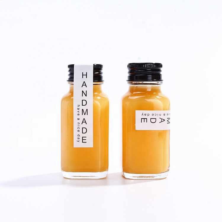 Mocale RTS in stock buy glass bottle screen printing custom small mini 120ml 2 oz glass juice jars bottles with screw lids