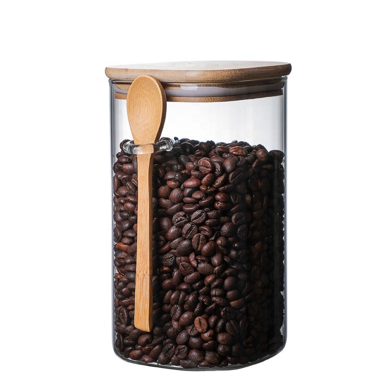 Modern Design Amazon Pyrex Cereal With Sealed Bamboo Lid Square Glass Jar Cookies Storage Container