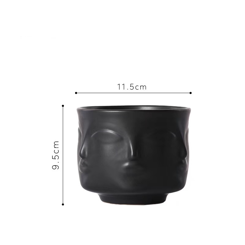Modern Style Multi-faceted Muse Bright Black White Gold Bowl Vase Home Ornaments