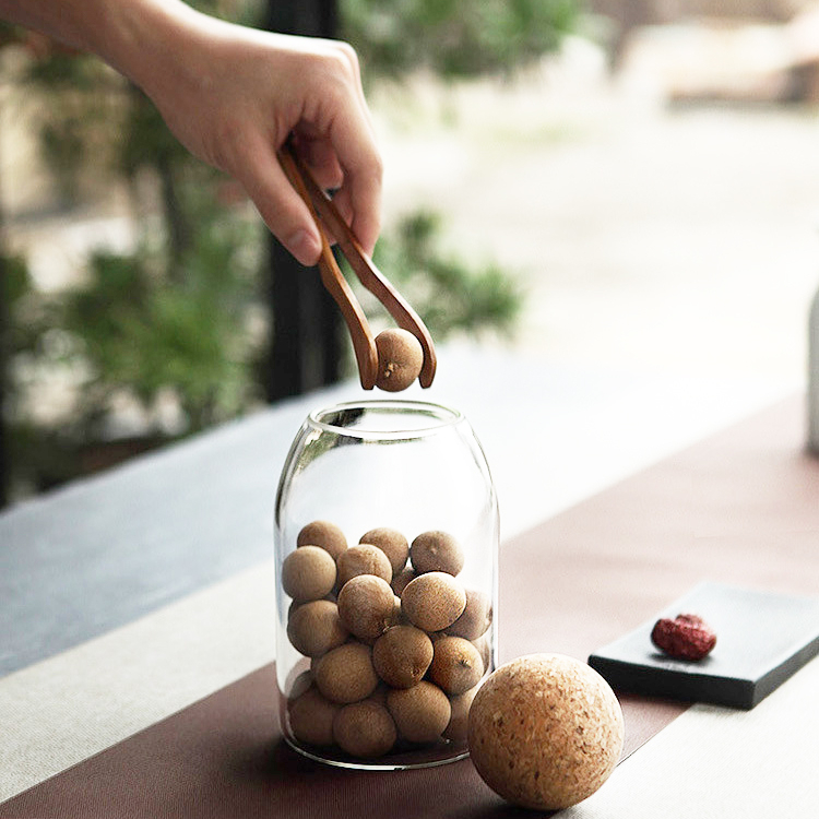 Modern candy bottle glass borosilicate 500ml 800ml 1200ml storage food jar with sphere cork lid