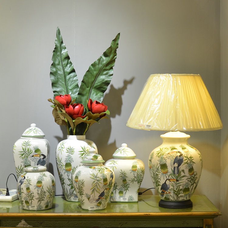 Modern custom ceramic green porcelain Ginger jar