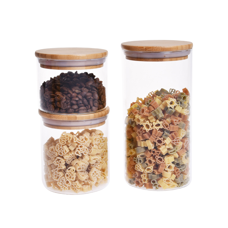 Modern design food grade glass jars bamboo lid