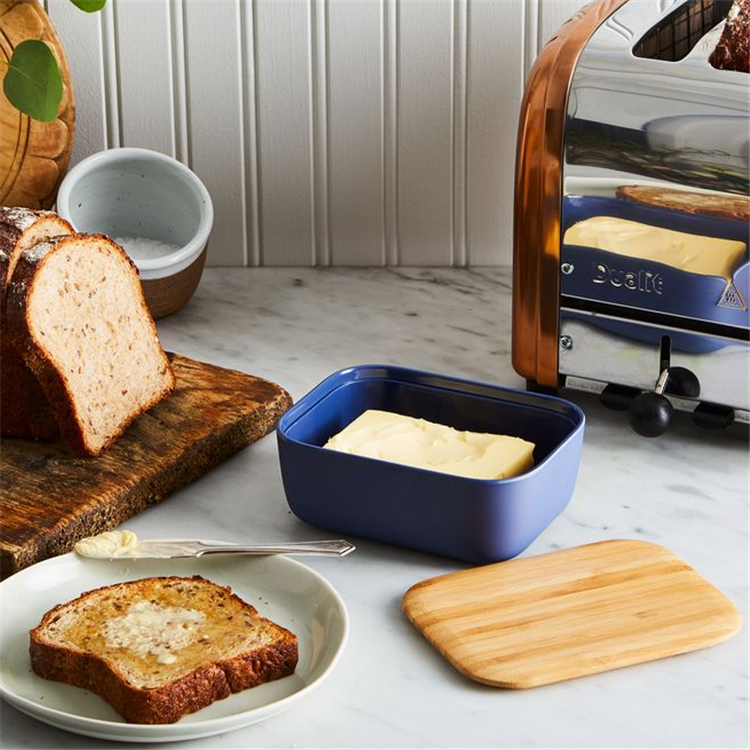 Modern simple style matte rectangle butter kitchen containers jar ceramic food storage jars with bamboo lid