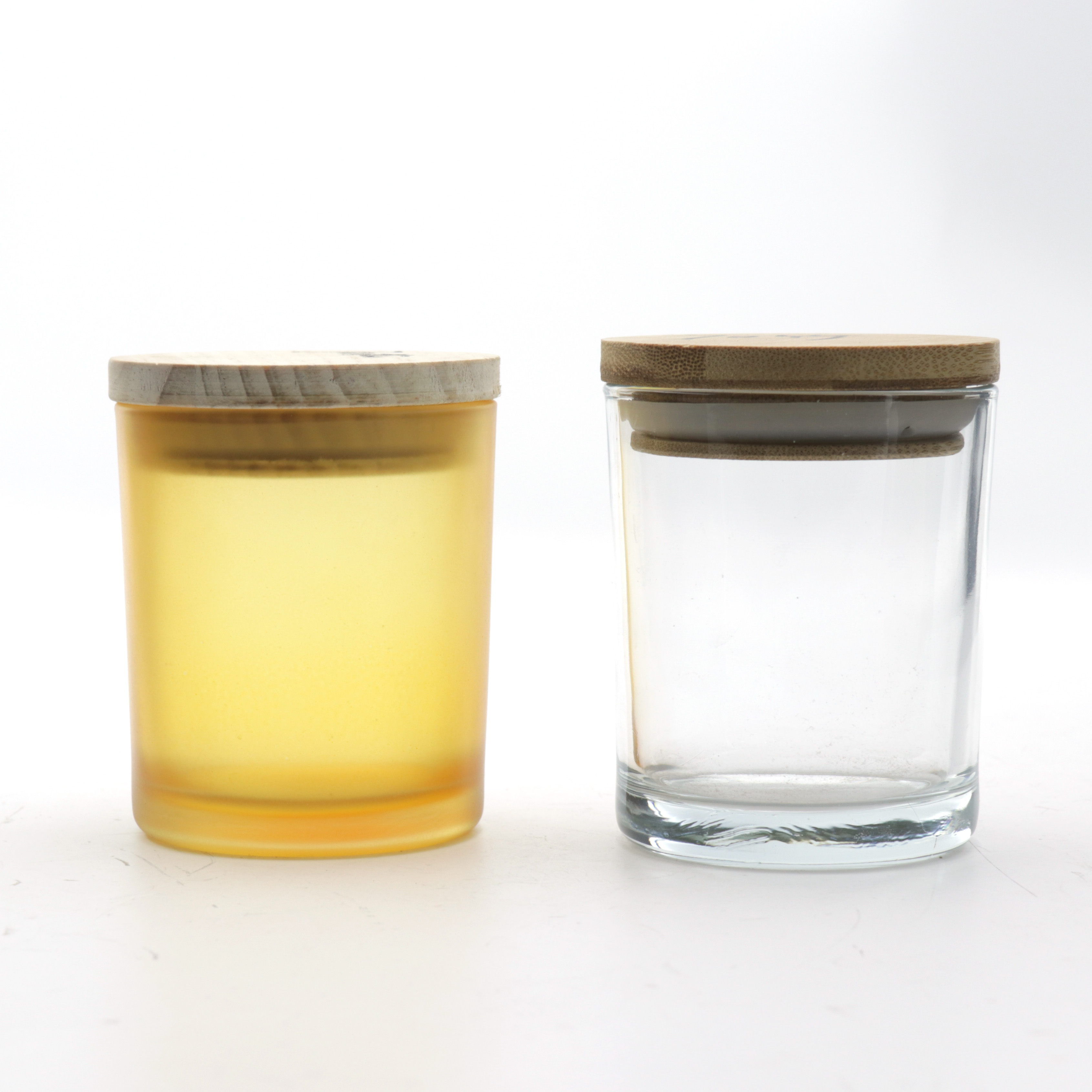 Modern unique clear empty round high quality glass candle jar with bamboo lid