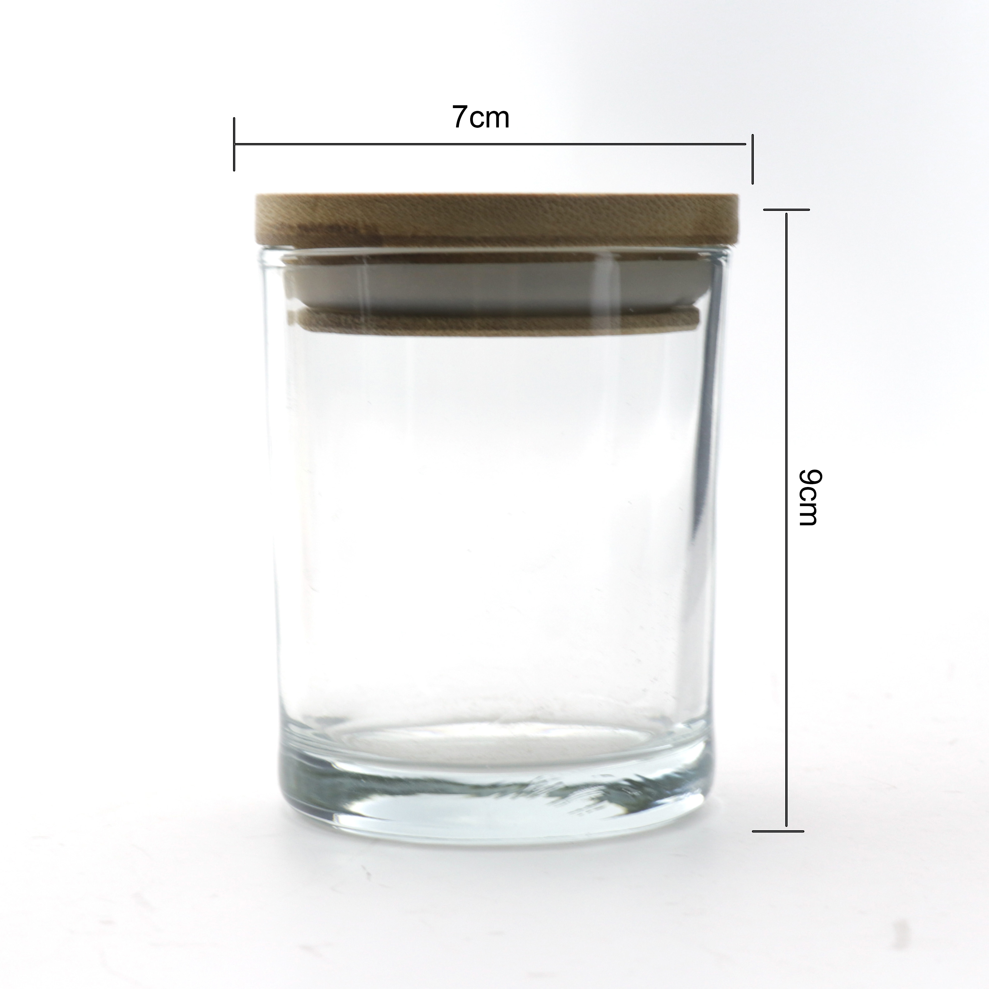 Modern unique clear empty round high quality glass candle jar with bamboo lid