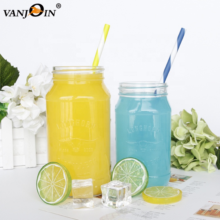 Moonshine Glass Mason Jar 16oz 25oz With Embossed Logo For Food Beverages