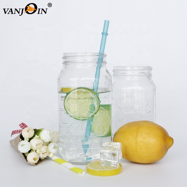 Moonshine Glass Mason Jar 16oz 25oz With Embossed Logo For Food Beverages