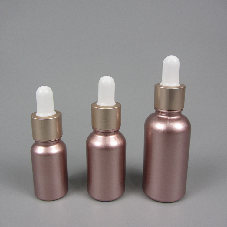 Moq 100pcs 10ml 15ml 30ml Luxury Pink Glass Dropper Bottle Essential Oil Bottles with Gold Collar