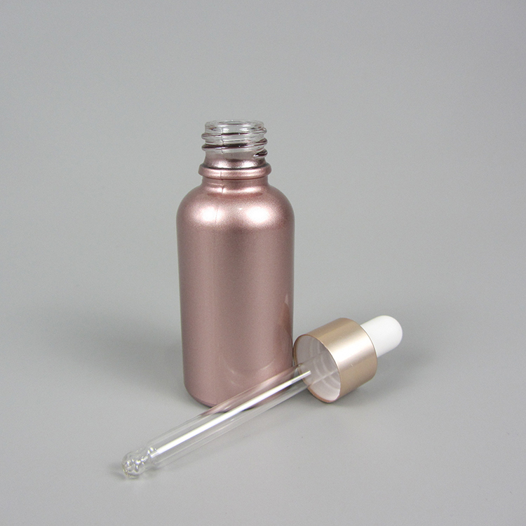 Moq 100pcs 10ml 15ml 30ml Luxury Pink Glass Dropper Bottle Essential Oil Bottles with Gold Collar