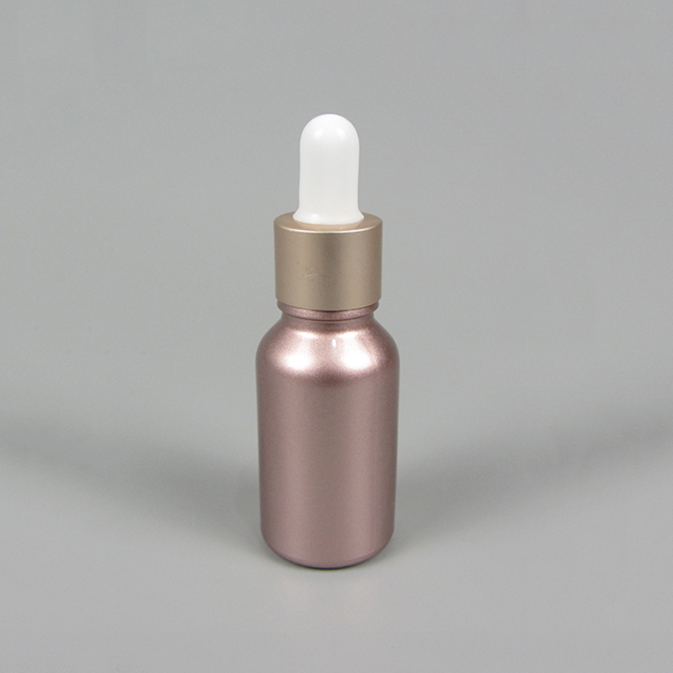 Moq 100pcs 10ml 15ml 30ml Luxury Pink Glass Dropper Bottle Essential Oil Bottles with Gold Collar