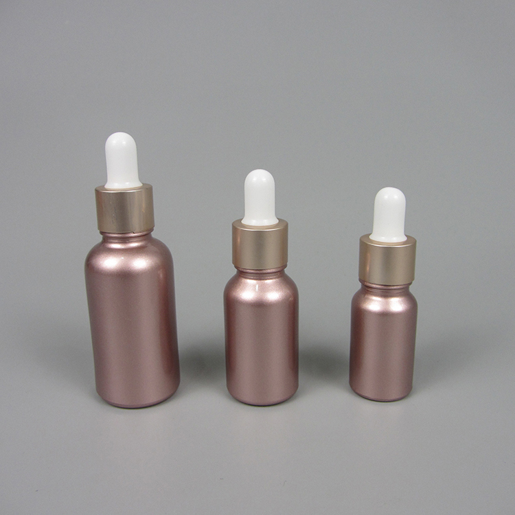 Moq 100pcs 10ml 15ml 30ml Luxury Pink Glass Dropper Bottle Essential Oil Bottles with Gold Collar
