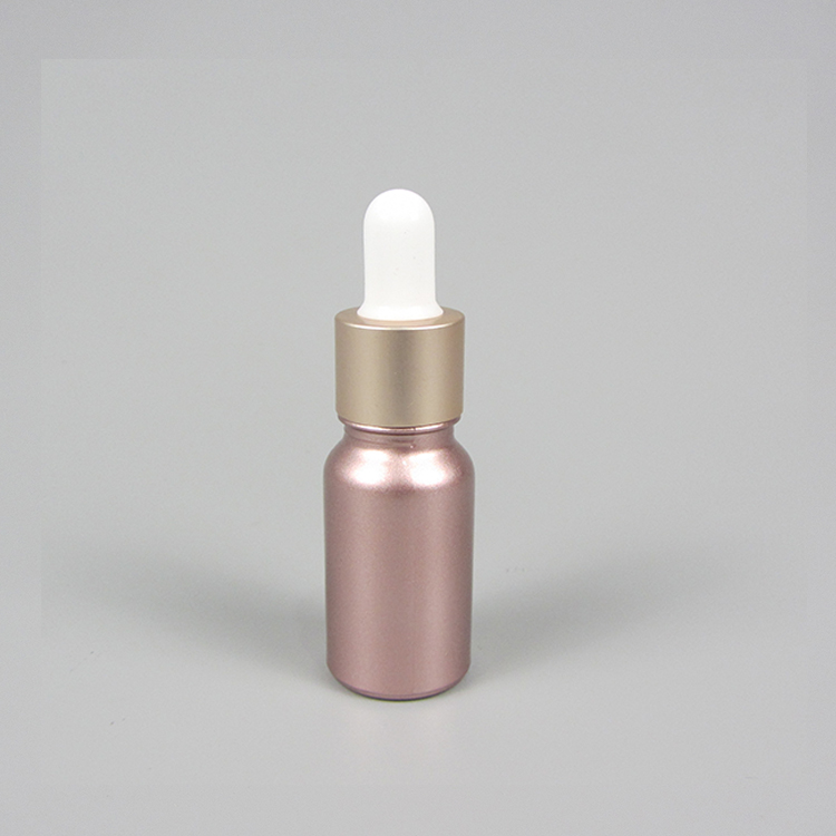 Moq 100pcs 10ml 15ml 30ml Luxury Pink Glass Dropper Bottle Essential Oil Bottles with Gold Collar