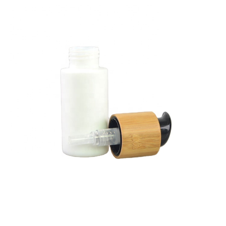More Size Custom Empty Opal White Cosmetic Glass Bottles With Wood Lid