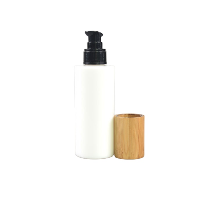 More Size Custom Empty Opal White Cosmetic Glass Bottles With Wood Lid