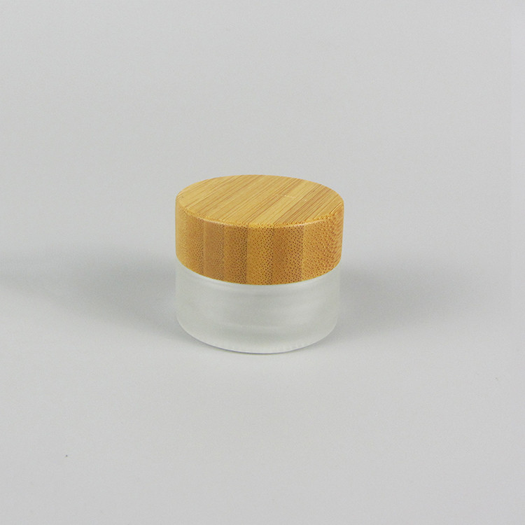 Most Popular Round Wide Mouth Frosted Glass Cosmetic Bamboo Cream Jars With Your Logo