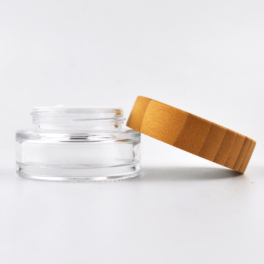 Most popular bamboo cap packaging glass jar 5g cream bottle for body cream skincare 50g