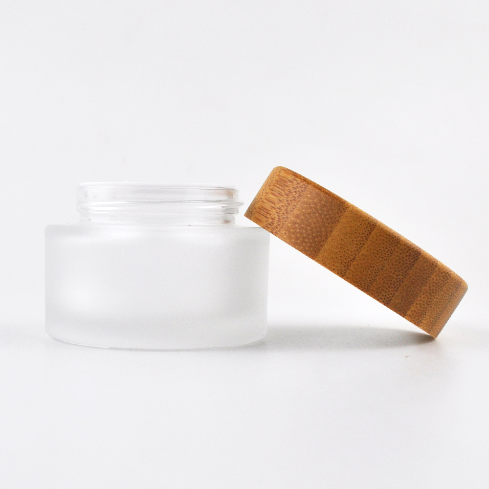 Most popular bamboo cap packaging glass jar 5g cream bottle for body cream skincare 50g