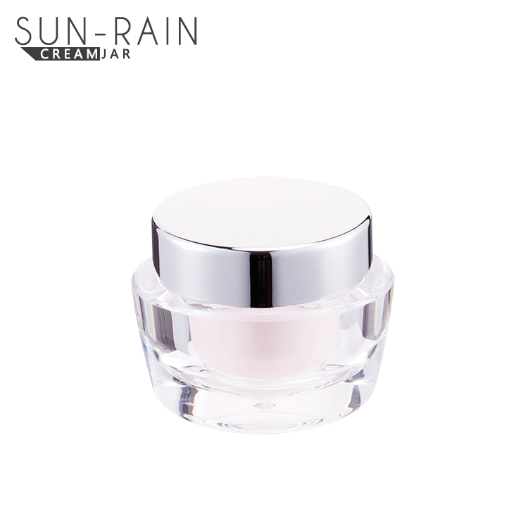 Most popular double wall pink color personal care empty luxury acrylic cream jar