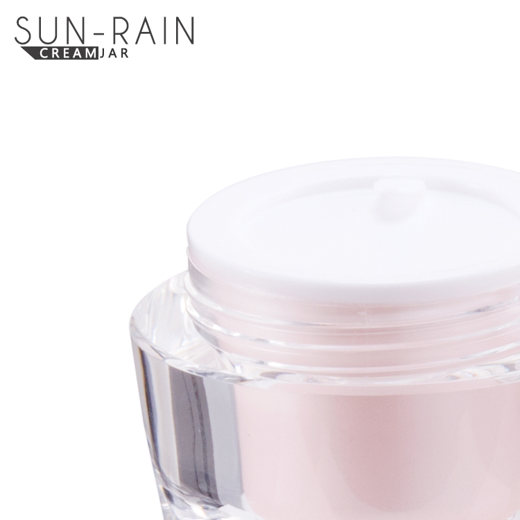 Most popular double wall pink color personal care empty luxury acrylic cream jar
