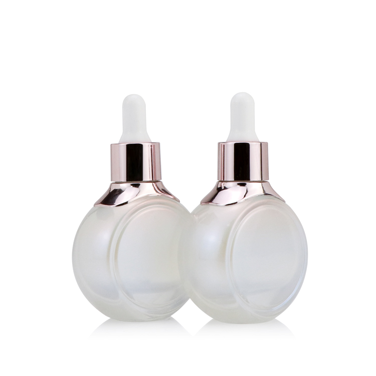 Most popular free sample 30ml 50ml 1oz white Multicolor unique flat round transparent dropper bottle cosmetic containers