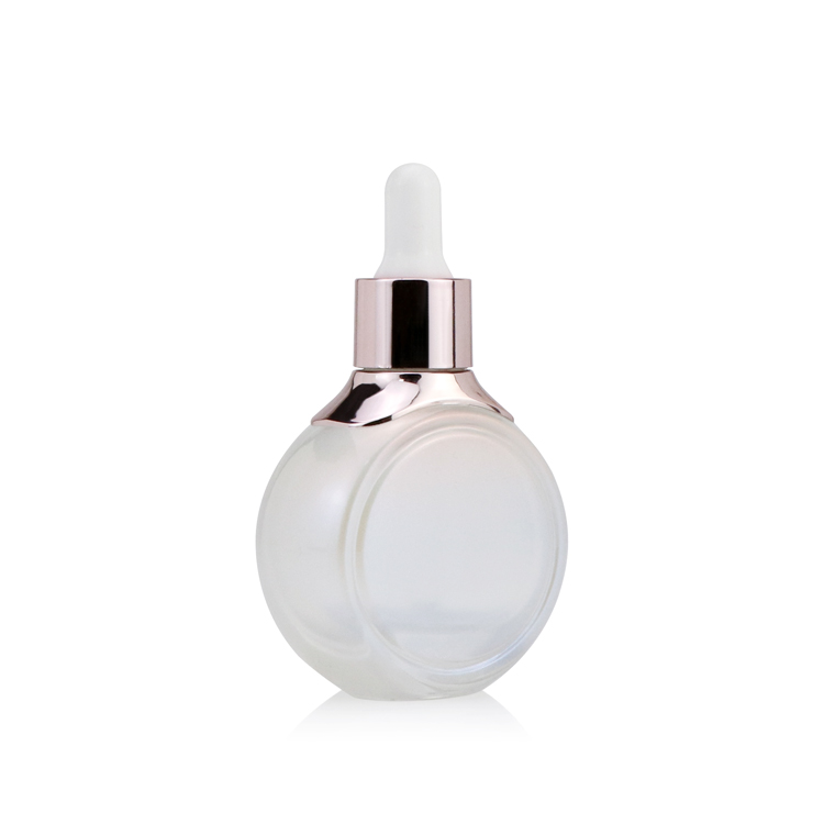 Most popular free sample 30ml 50ml 1oz white Multicolor unique flat round transparent dropper bottle cosmetic containers