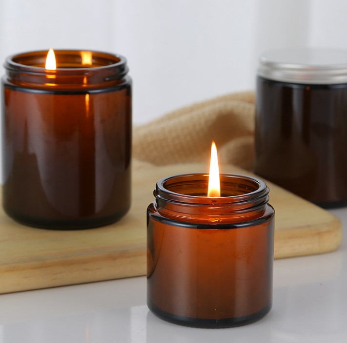Multi-Color Customized Label Empty Luxury Glass Candle Jars With Metal Lids