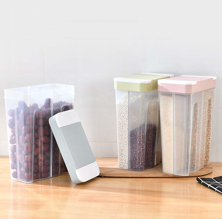 Multi Divided Spaces Cereal Containers 4 Parts Division Four Compartments Food Cereal Containers For Grains Dry Food Snacks