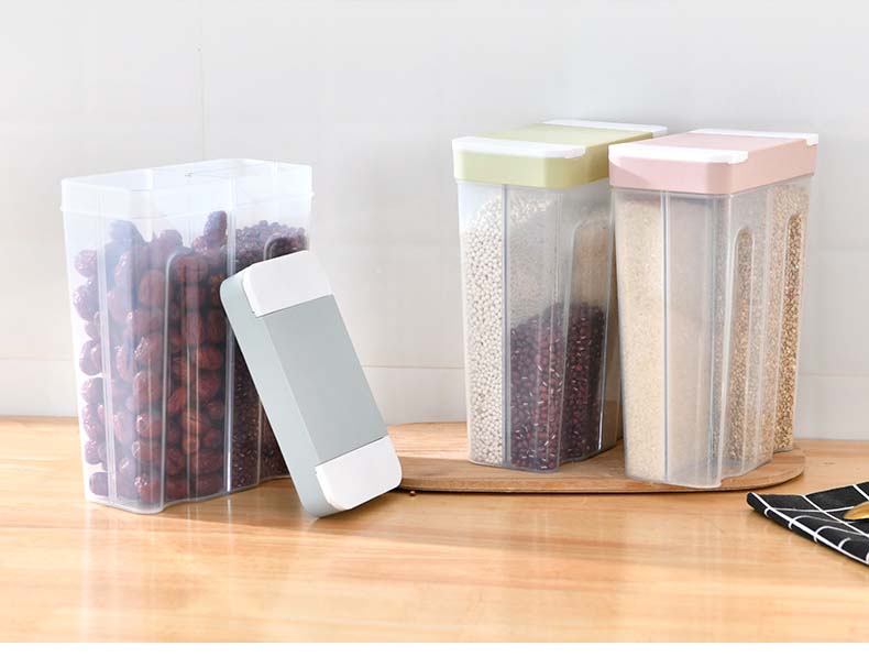 Multi Divided Spaces Cereal Containers With 4 Parts Division Four Compartment Food Cereal Containers For Grains Snacks Dry Food