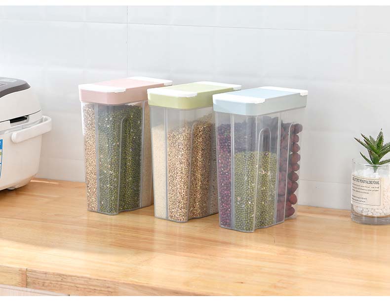 Multi Divided Spaces Cereal Containers With 4 Parts Division Four Compartment Food Cereal Containers For Grains Snacks Dry Food