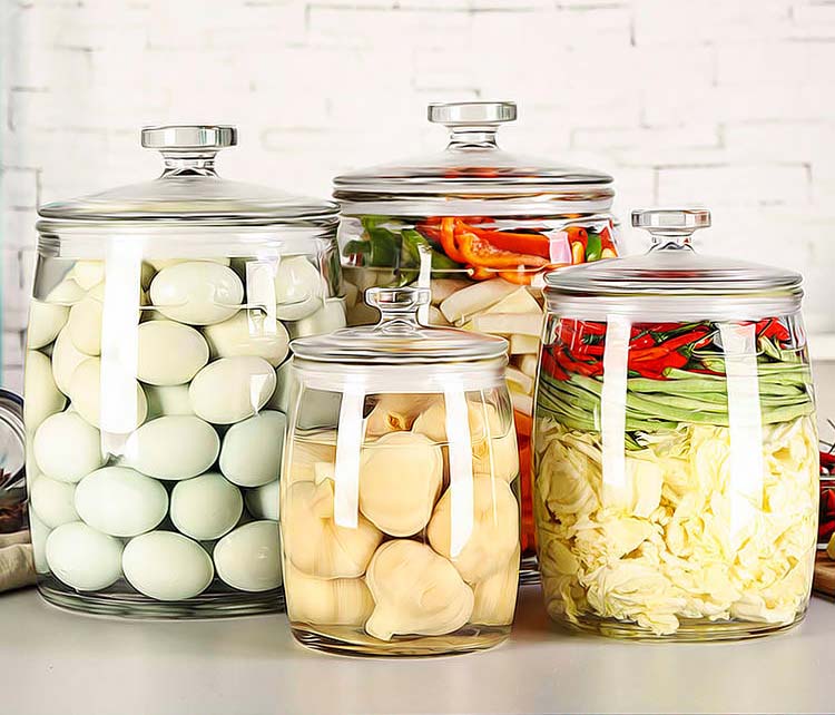 Multi Pieces Thickened Clear Glass Jars With Sealed Lids For Pickle Storage Glass Canister For Kitchen Pickles