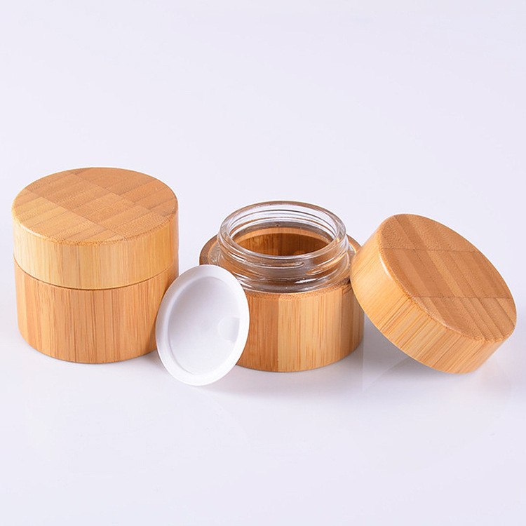 Multi Size Eco Friendly Bio-degradable Bamboo Cosmetic Glass Jar