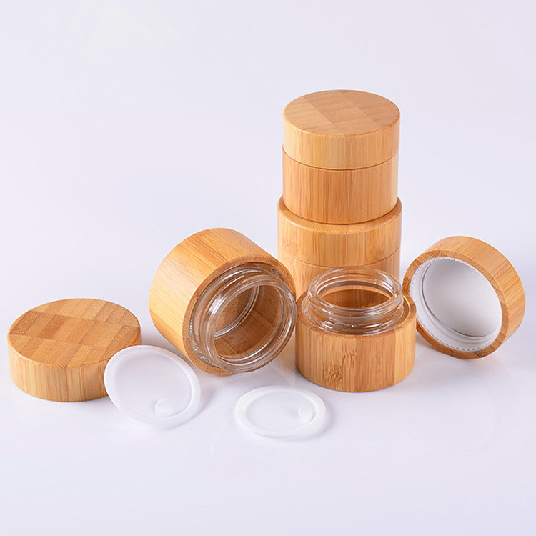 Multi Size Eco Friendly Bio-degradable Bamboo Cosmetic Glass Jar