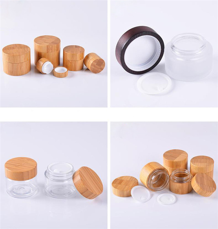 Multi Size Eco Friendly Bio-degradable Bamboo Cosmetic Glass Jar