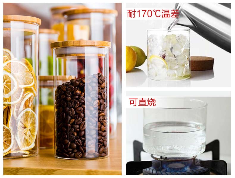 Multi Sizes Glass Jars With Airtight Lids Bamboo Cover For Kitchen Spice Noodles Grains Nuts Food Containers