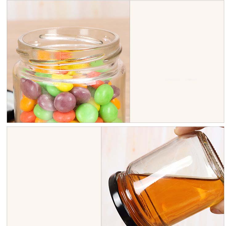 Multi Sizes Glass Jars With Metal Airtight Lids Custom Food Bottle Container Clear Glass For Honey Herbs Candy Grains
