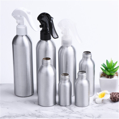 Multi-capacity 50ml empty aluminum bottle with trigger mist sprayer for hairdressing liquid using