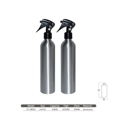 Multi-capacity 50ml empty aluminum bottle with trigger mist sprayer for hairdressing liquid using