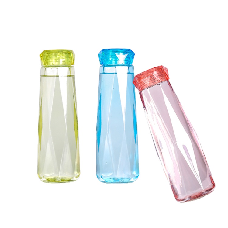 Multi color 420ml luxury glass container  water bottles for juice beverage with plastic cap