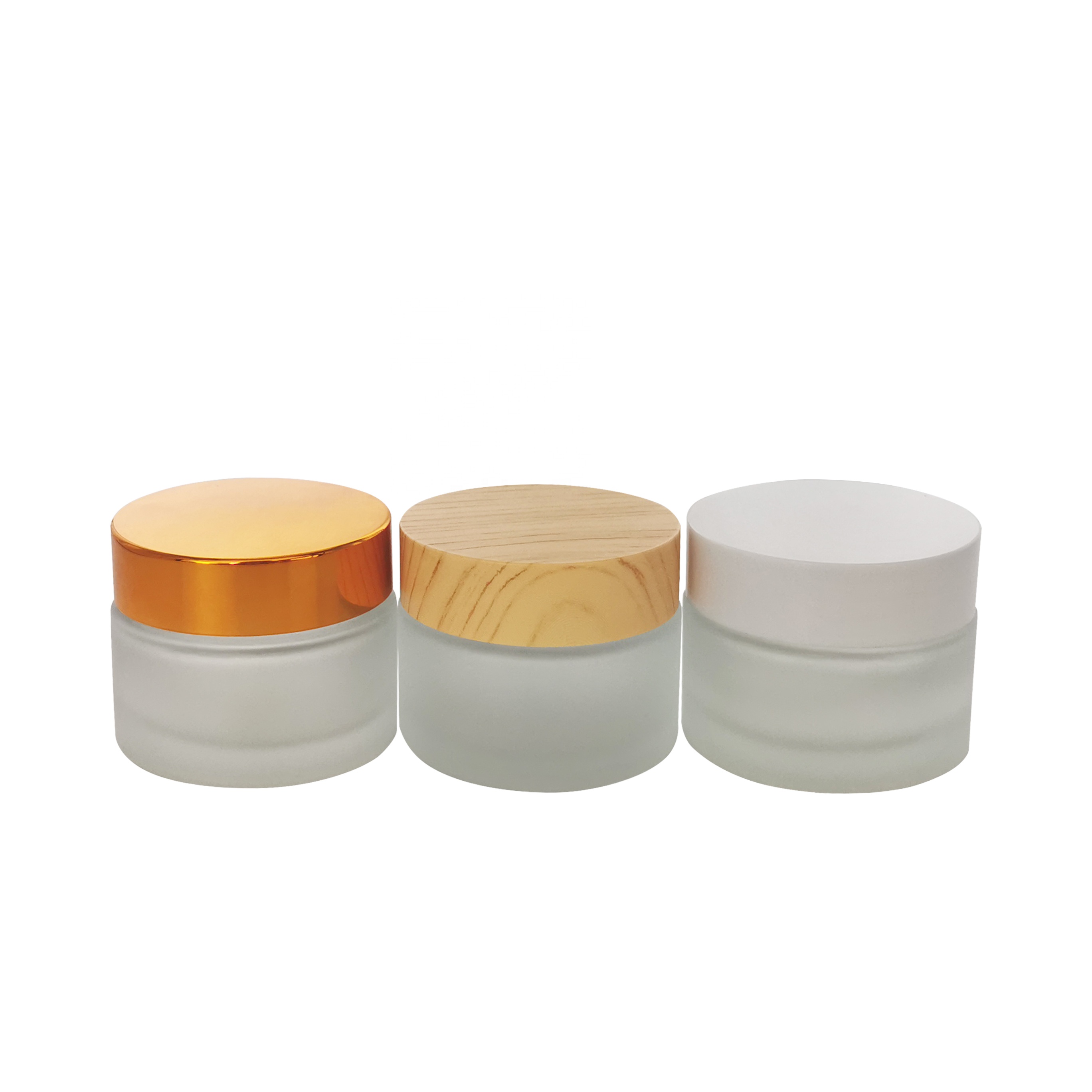 Multi color screw cap cosmetic packaging 5g 10g 15g 20g 30g 50g 60g 100g frosted glass lotion jar for skin care