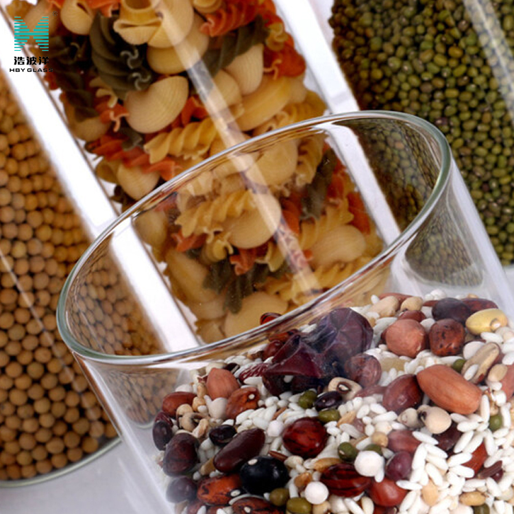 Multi-standard high borosilicate glass bottle with cork sealed tank storage glass jar