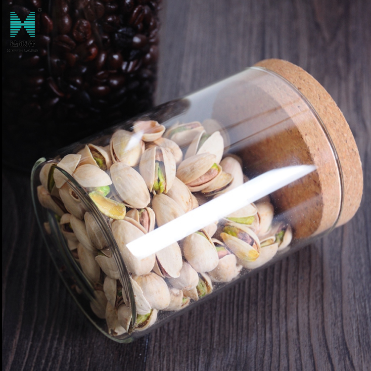Multi-standard high borosilicate glass bottle with cork sealed tank storage glass jar