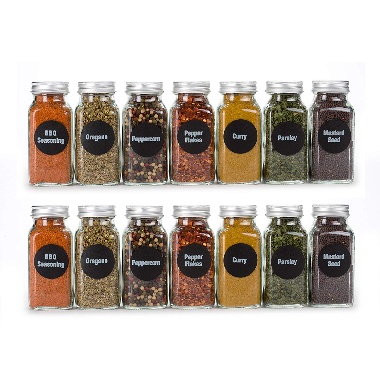 Multifunction 4oz 120ml Square Glass Spice Jar for Salt Chili Herbs with Aluminium Lid with Hole