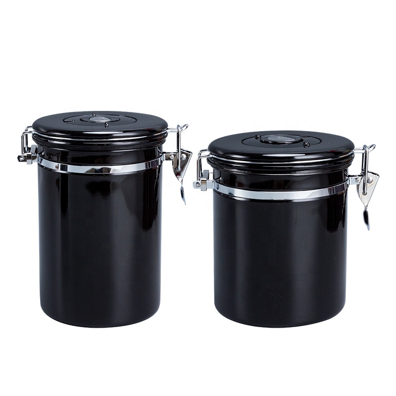 Multifunction Stainless Steel Container Coffee Airtight Coffee Bean Canister with CO2 Valve and Scoop