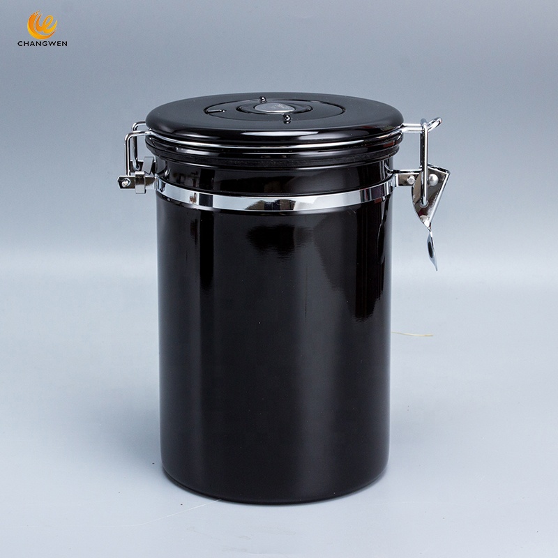 Multifunction Stainless Steel Container Coffee Airtight Coffee Bean Canister with CO2 Valve and Scoop