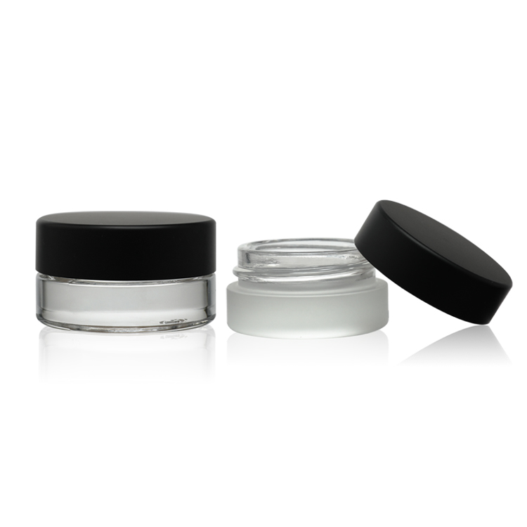 Multifunction customize 5g small cosmetics cream empty jar for skin care eye cream jars frosted glass jar with lid black cap