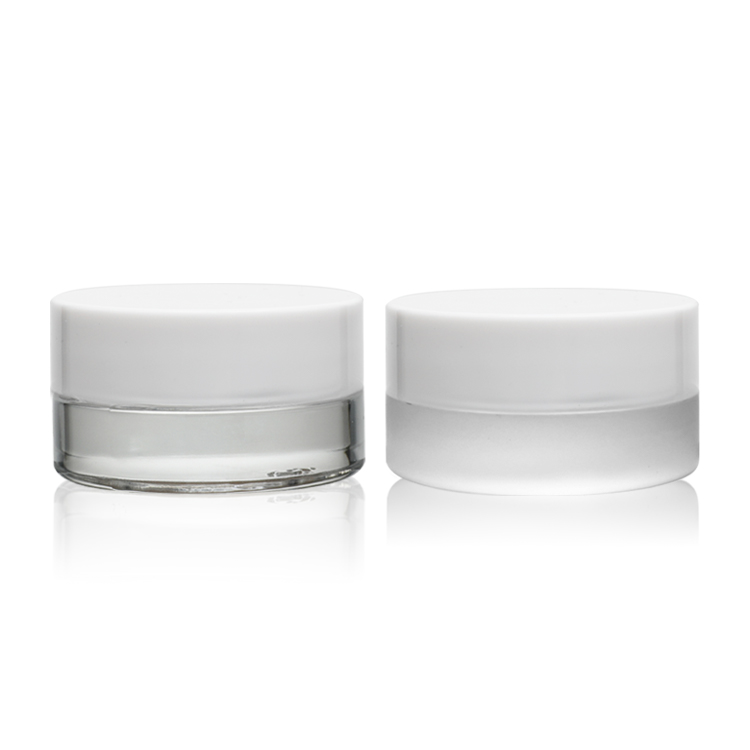 Multifunction customize 5g small cosmetics cream empty jar for skin care eye cream jars frosted glass jar with lid black cap