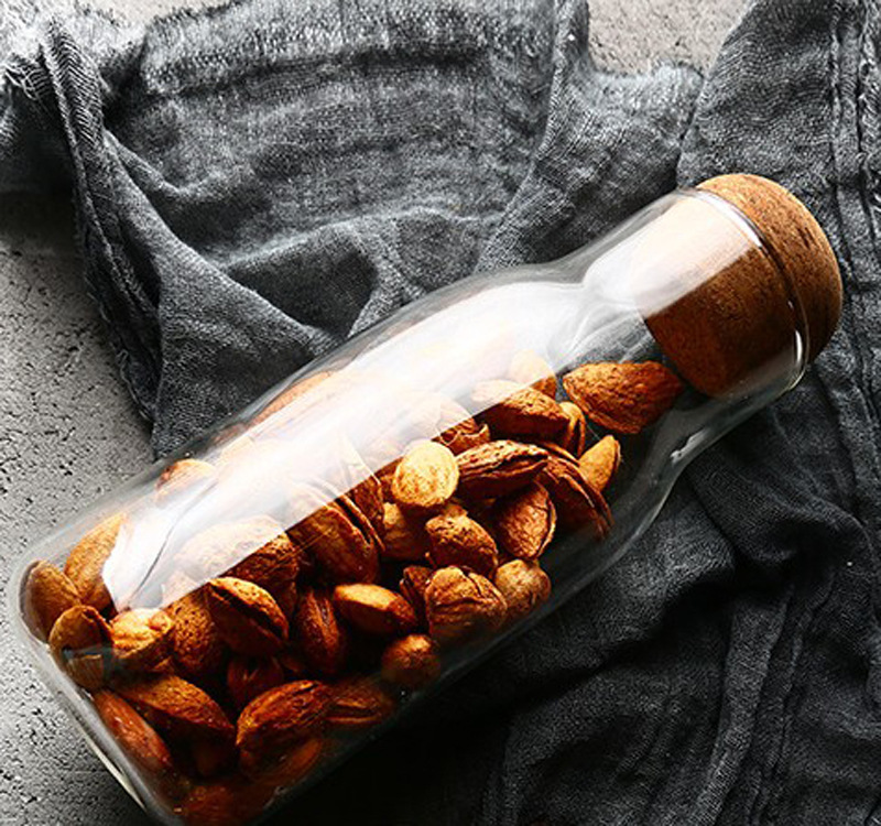 Multifunction kitchen 12 oz fancy glass bottle with cork lid